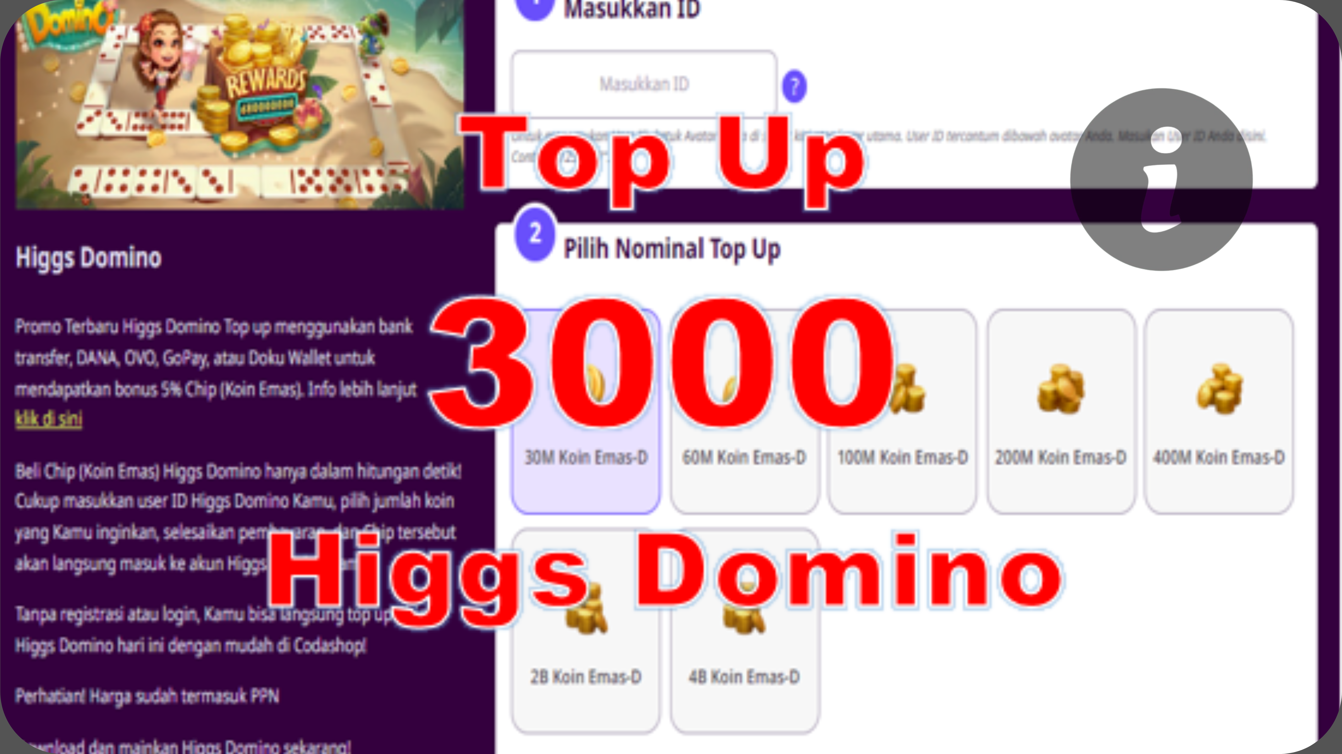 Tips Top Up Higgs Domino 3000 tanpa Pajak Terjangkau Aman